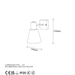 Applique murale Funnel dorée - 14x24x21 cm