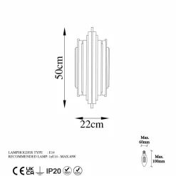 Applique murale Reis chrome - 18x40x8 cm