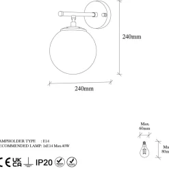 Applique murale Roe dorée - 15x24x24 cm