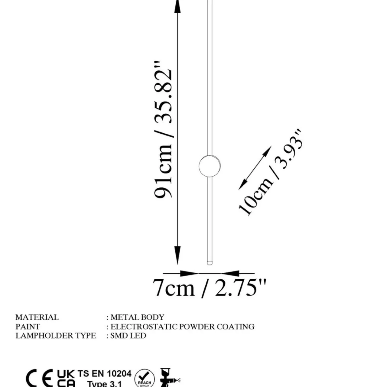 Applique murale Sword dorée - 91x10x7 cm