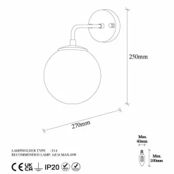 Applique murale Viran dorée vintage - 15x27x25 cm