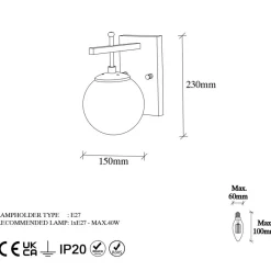 Applique murale Zahar dorée - 15x20x15 cm