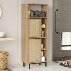 Armoire de salle de bains noyer/chêne - 74.8x161.6x35.5 cm
