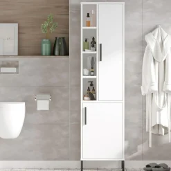 Armoire polyvalente blanche - 45x173.6x35.5 cm