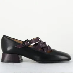 Babies en Cuir 5516 noir/prune