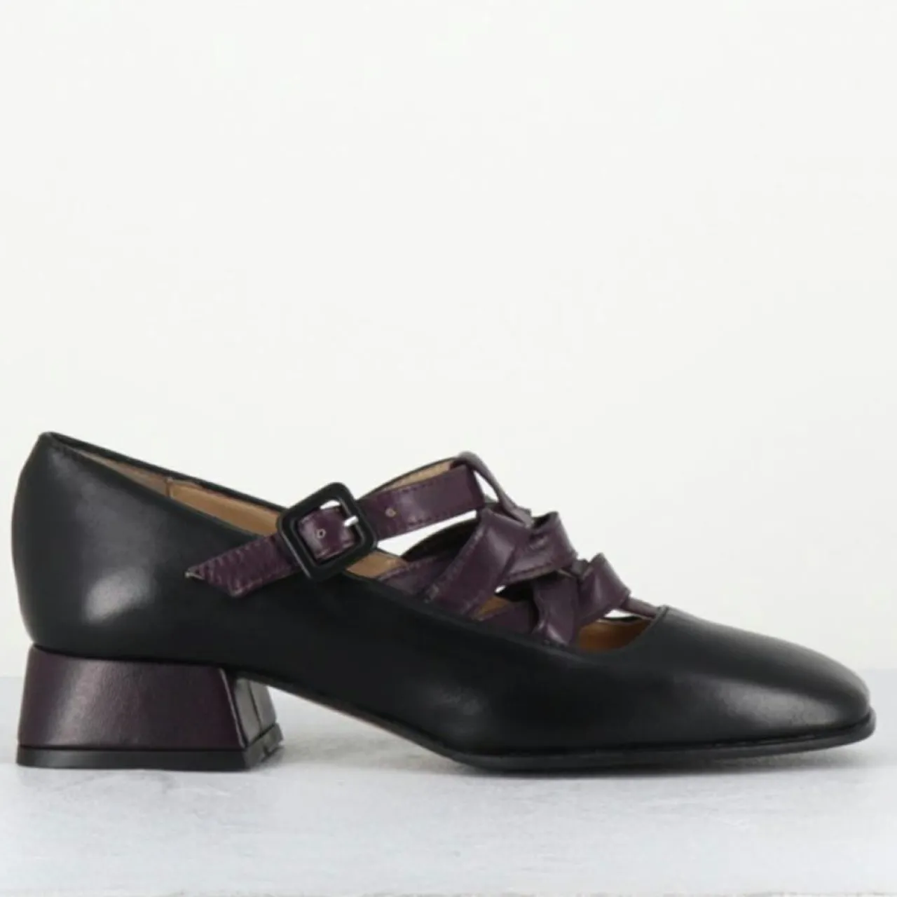 Babies en Cuir 5516 noir/prune