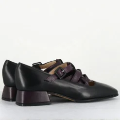 Babies en Cuir 5516 noir/prune