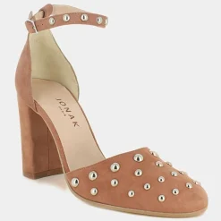 Babies en Velours de Cuir Siete roses - Talon 9 cm