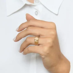 Bague ajustable Flamboyant Quartz rose or jaune