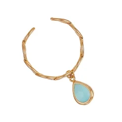 Bague ajustable Louise Aventurine verte en laiton doré