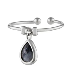 Bague ajustable Louise Labradorite en laiton argenté