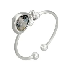 Bague ajustable Louise Labradorite en laiton argenté
