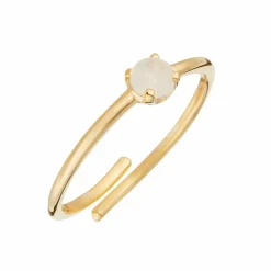 Bague ajustable Petra Pierre de Lune en laiton doré