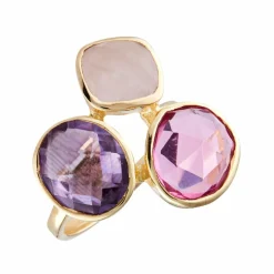 Bague Cassie Quartz en laiton doré