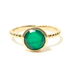 Bague Célénia Onyx vert en laiton doré