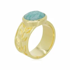Bague Dania Amazonite en laiton doré