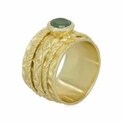 Bague Elisabeth Aventurine en laiton doré