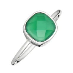 Bague Ella Agate en laiton argenté