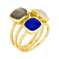 Bague Elsa Jade & Labradorite en laiton doré