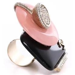 Bague en Email rose/noir/doré - Bon état