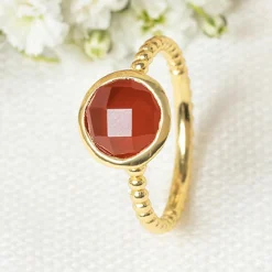 Bague Felicia Cornaline en laiton doré