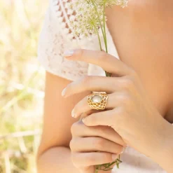 Bague Freida Améthyste en laiton doré