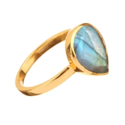 Bague Ilya Labradorite en laiton doré