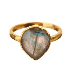 Bague Ilya Labradorite en laiton doré