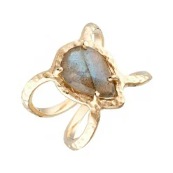 Bague Liva Labradorite en laiton doré
