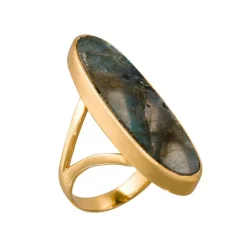 Bague Olivia Labradorite en laiton doré
