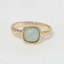 Bague Pamela Amazonite en laiton doré