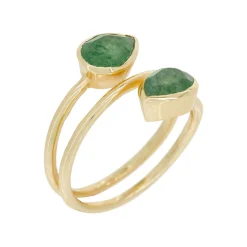 Bague Taya Aventurine en laiton doré