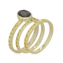 Bague triple Erika Labradorite en Laiton doré