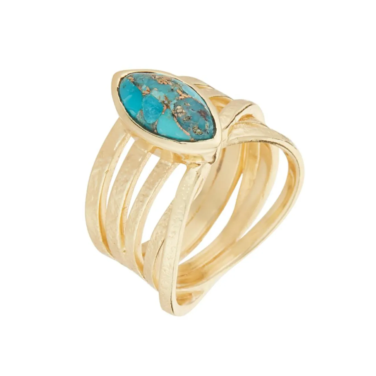 Bague Yris Turquoise en laiton doré
