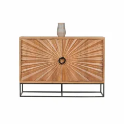 Bahut 2 portes sculptées Manguier Solaris Beige - 120x42x85 cm