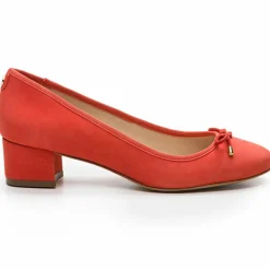 Ballerines en Velours de Cuir Jaxelle corail