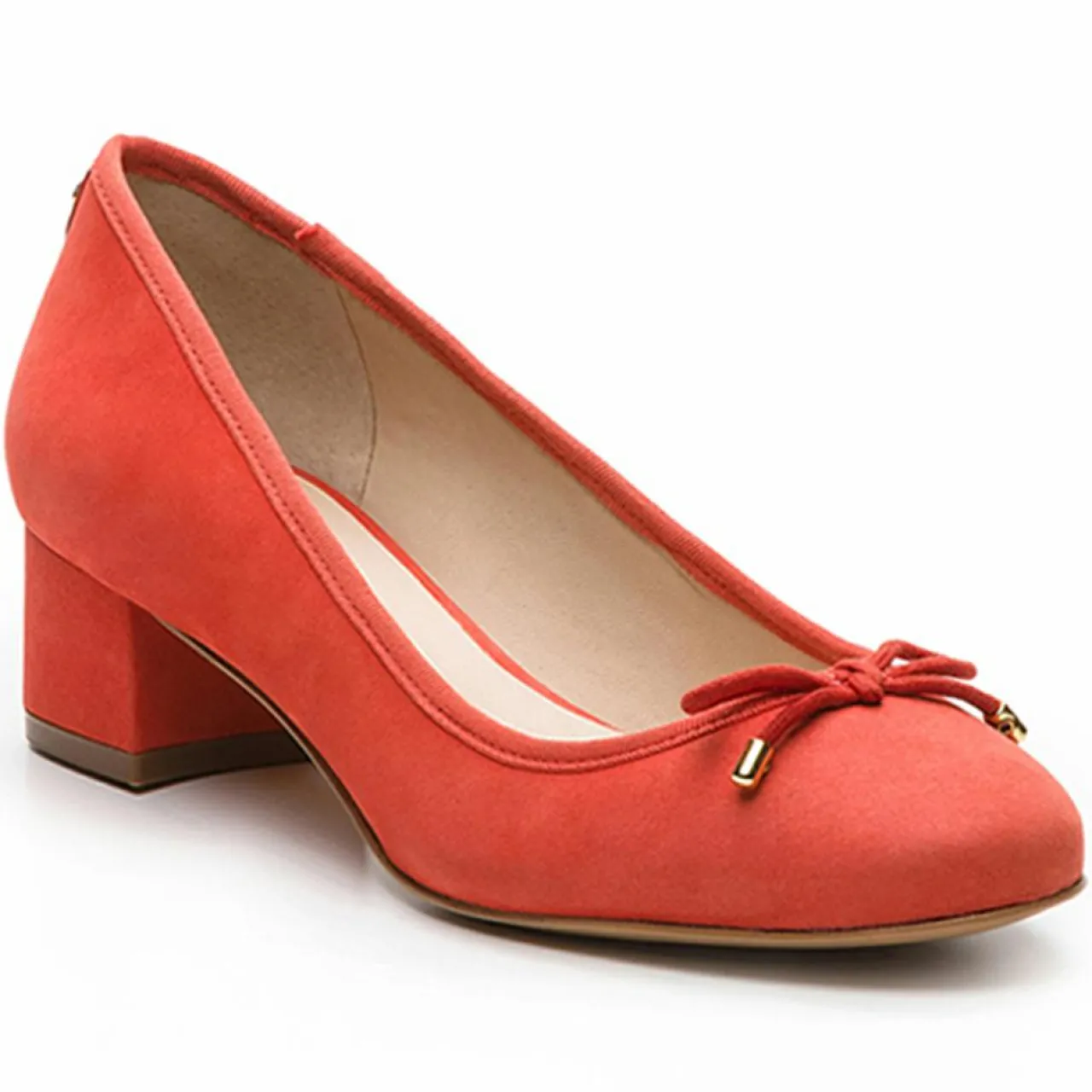 Ballerines en Velours de Cuir Jaxelle corail