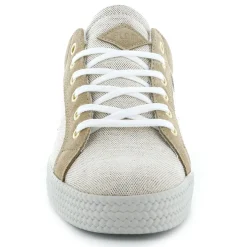 Baskets basses en Cuir Kalexia bimatières beiges