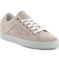 Baskets basses en Cuir Kalexia bimatières rose clair