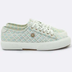 Baskets Birch à carreaux aqua/doré