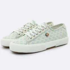 Baskets Birch à carreaux aqua/doré