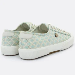 Baskets Birch à carreaux aqua/doré