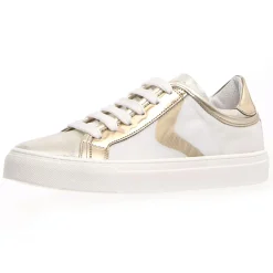 Baskets en Cuir & Velours de Cuir Erika blanc/doré