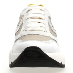 Baskets en Cuir & Velours de Cuir Sheel argenté/gris - Talon 4 cm