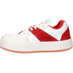 Baskets en Cuir blanc/rouge
