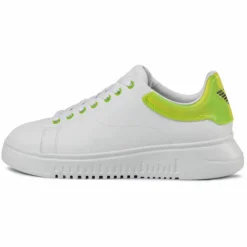 Baskets en Cuir blanc/vert fluo