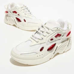 Baskets en Cuir Cylon-21 blanc/rouge