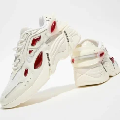 Baskets en Cuir Cylon-21 blanc/rouge