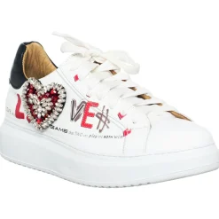 Baskets en Cuir Game blanc/noir/rouge