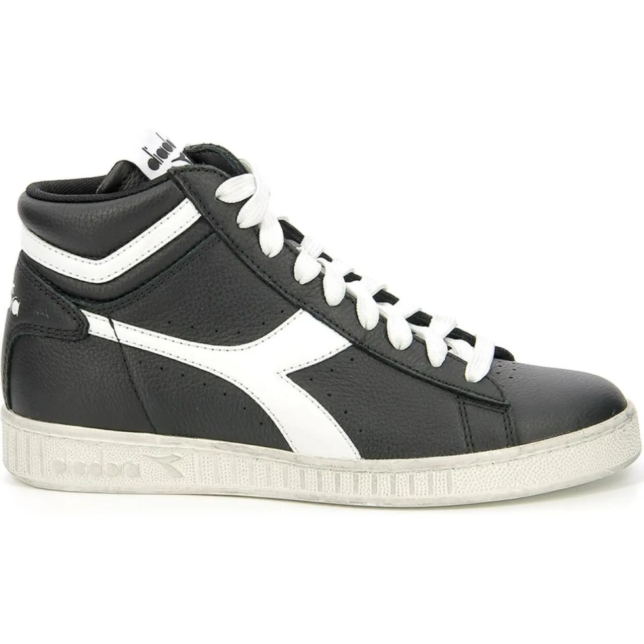Baskets en Cuir Game L Hi Waxed noir/blanc